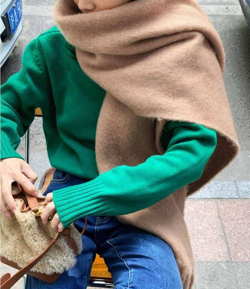 Women Chunky Scarf, Soft Warm Winter Scarf for Cold Weather, Christmas Blanket Scarves Pashmina Shawl Wrap - Image 5