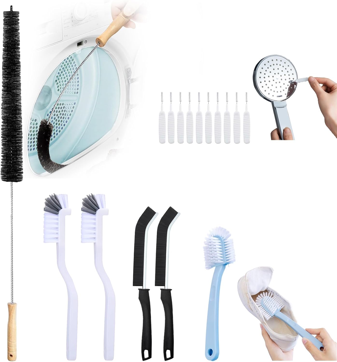 Cleaning Brush Set for Washing Machine, Bathroom, Shower & Kitchen – Scrub Brushes with Long Handle, Stiff Bristles, Crevice Tool – Tile, Bathtub, Sink, Grout Cleaning Brushes Household Tools Cleaning Brush Set for Washing Machine, Bathroom, Shower & Kitchen – Scrub Brushes with Long Handle, Stiff Bristles, Crevice Tool – Tile, Bathtub, Sink, Grout Cleaning Brushes Household Tools