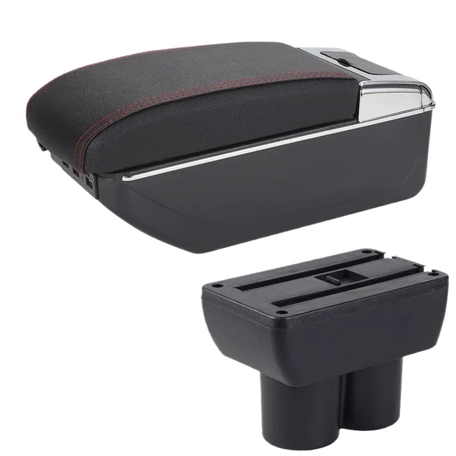 Hguvsjd Armrest Box For Suzuki For Jimny JB23 JB43 1999-2017 Armrest Retrofit Parts Storage Box Accessorie Car Armrests(A Black red 7USB)