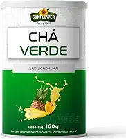 Chá Verde Solúvel (Camélia Sinensis) Sunflower 160g - Zero açúcar, sabor Abacaxi.
