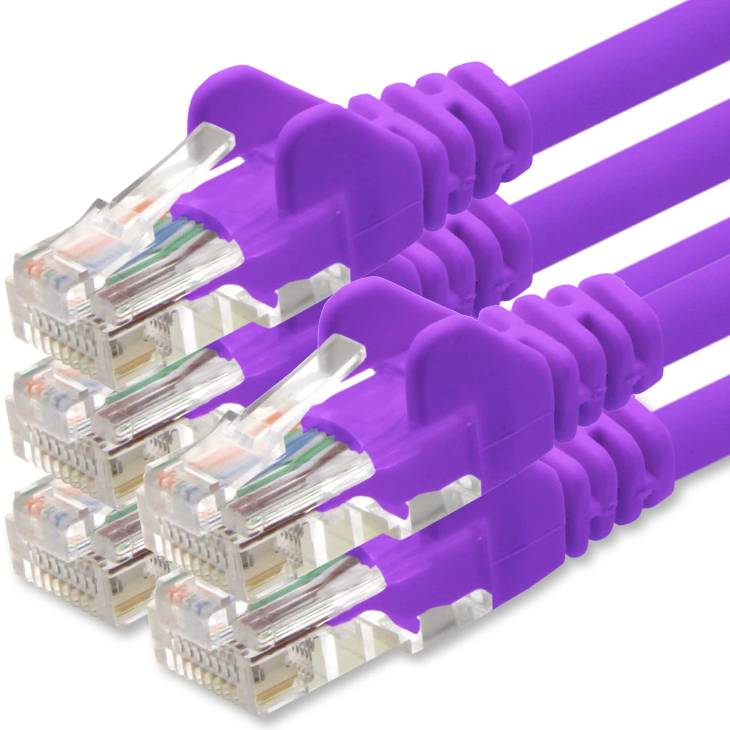 1aTTack.de Netzwerkkabel Cat.6 - violett - 5X - 1m - (Set) - CAT6 Ethernet Kabel Lankabel 1000 Mbits Patchkabel