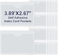 Vista 9 de Paquete de 30 bolsillos autoadhesivos para tarjetas de índice, con apertura superior, tarjetero ideal para organizar y proteger tus tarjetas