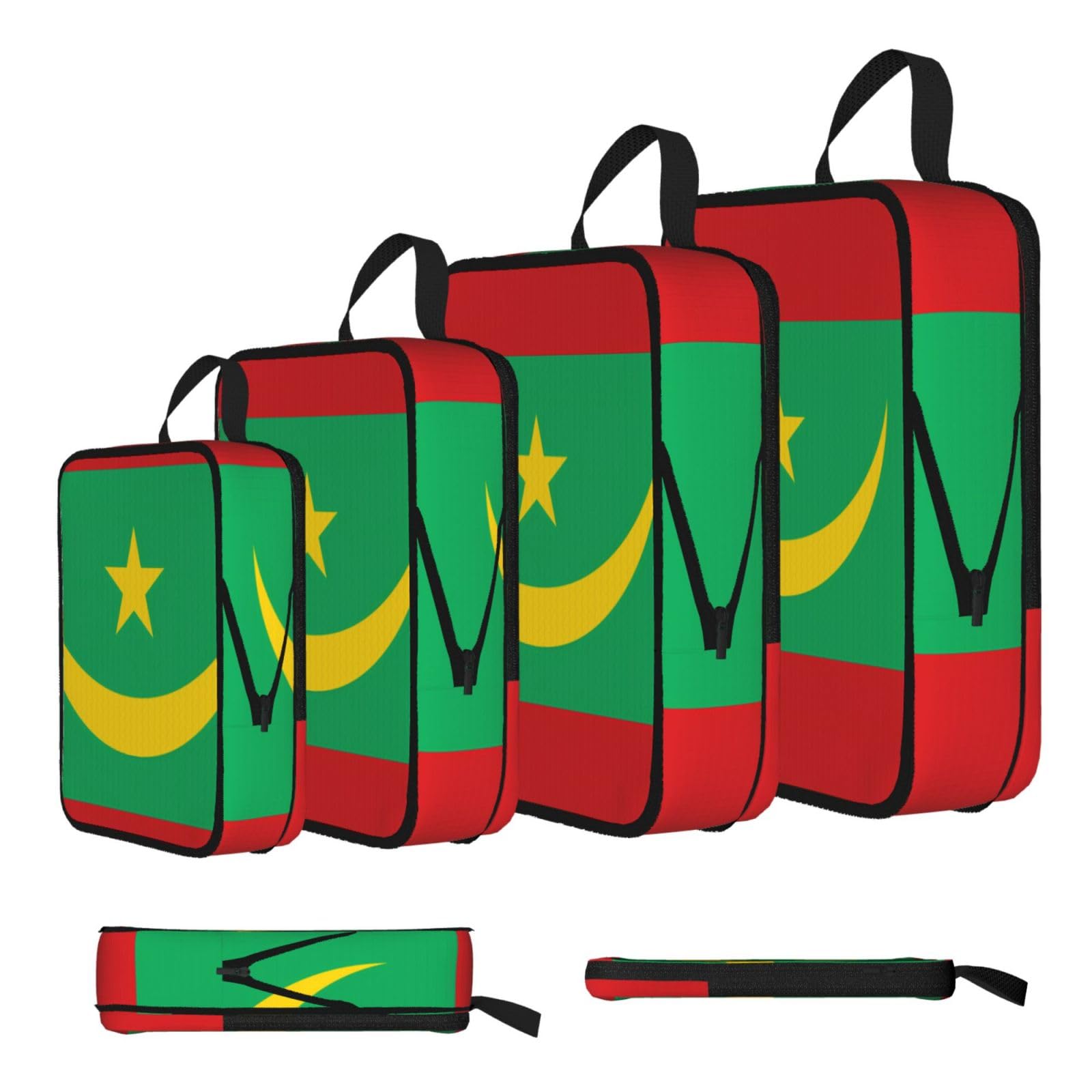 Sxzvvbn Black Flag Of Mauritania Compression Packing Cubes 4 Piece Set