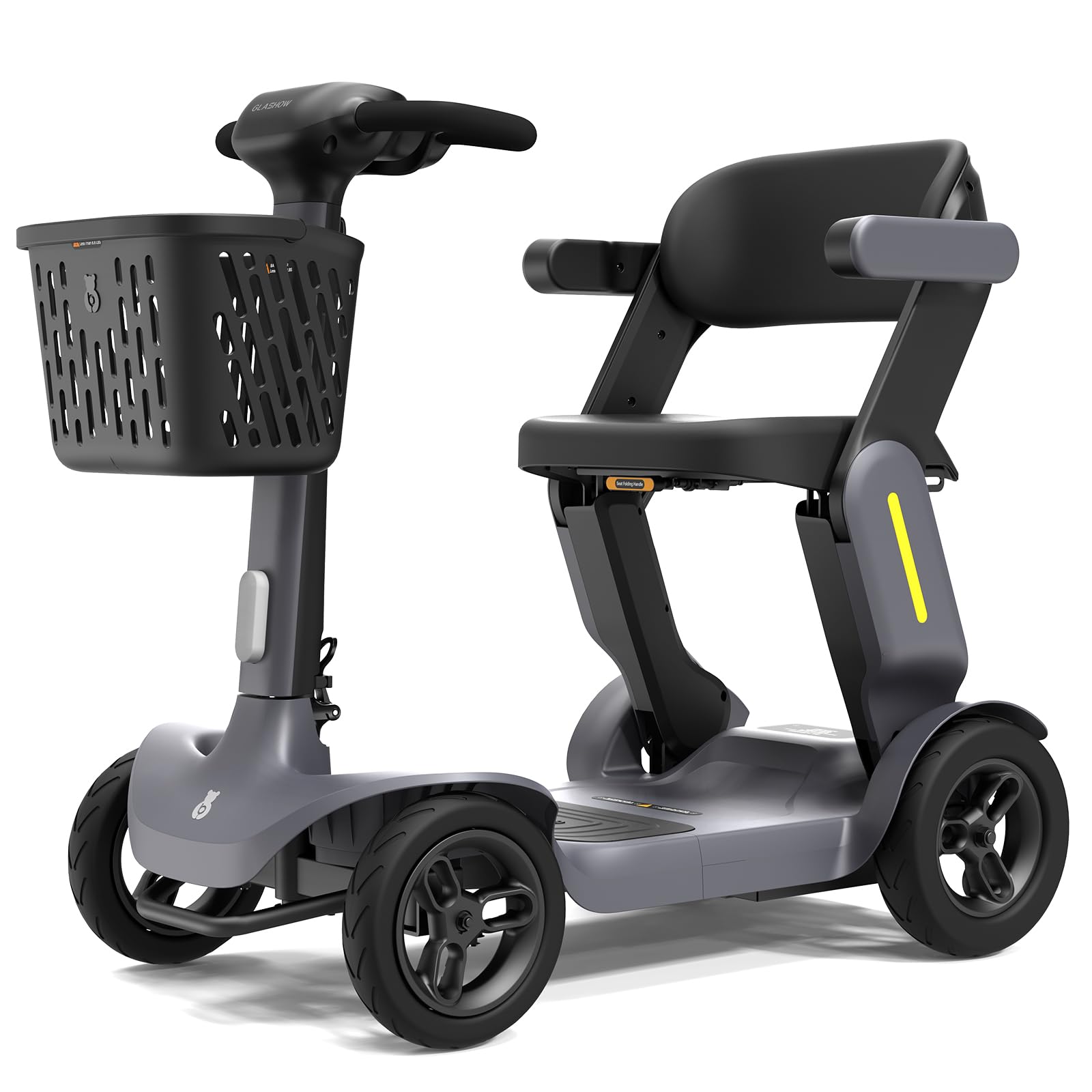 Glashow Mobility Scooter - Foldable Powered Mobility Scooter for Adults - Lightweight Mobility Scooter for Travel - 25 Miles Range, Easy 2-Step Folding, Smart Safety Features, 6 Miles Max Speed