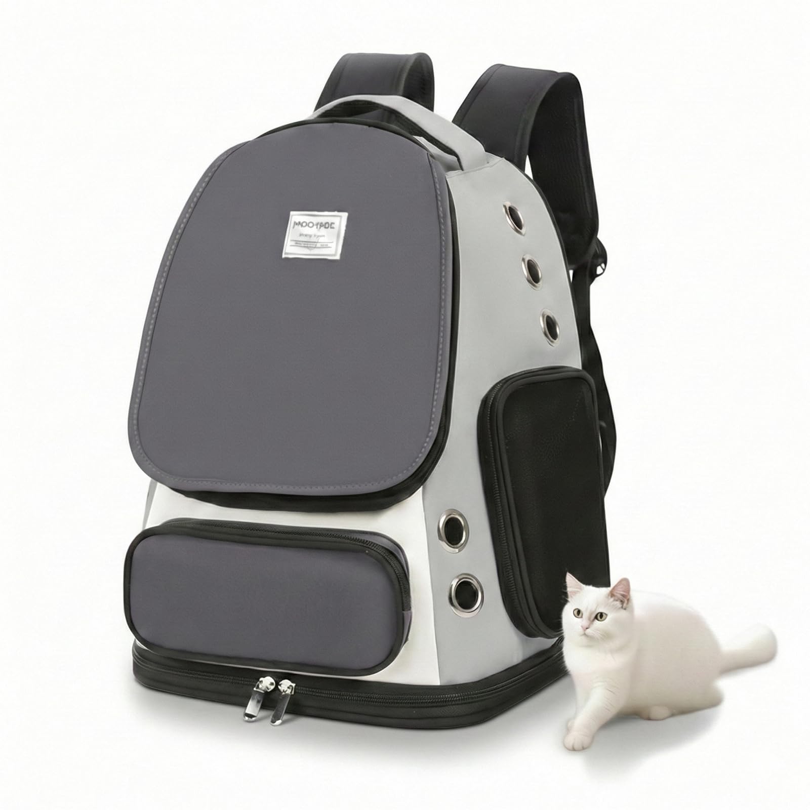 Cat Backpack Carrier, TSA Airline Approved Pet Travel Bag for Small Medium Dogs, Ventilated Hiking Camping Backpack for Cats, Kitten and Puppy up to 18 lbs, Gray Mesh