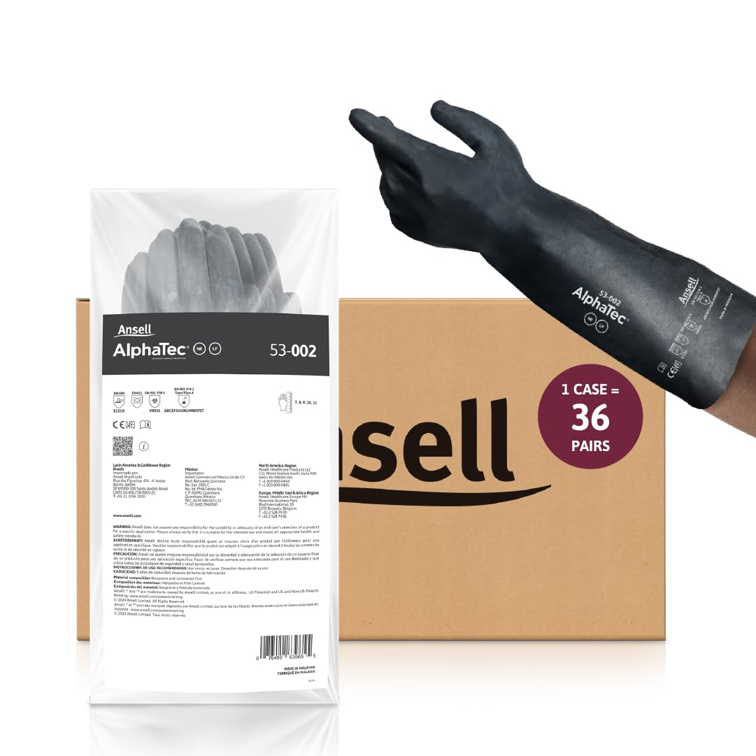 Ansell Large (9) / Case of 36 / Black Non-Sterile Gloves