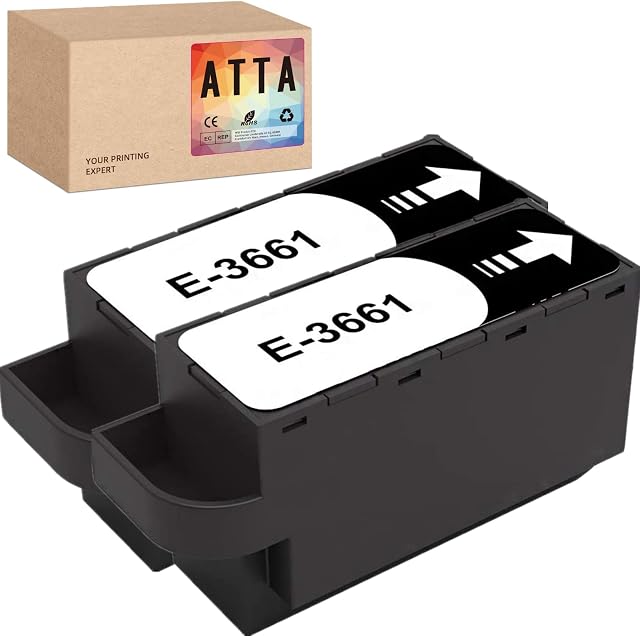 ATTA T3661 Ink Maintenance Box, C13T366100 Maintenance Tank Work with XP-8500 XP-8505 XP-8600 XP8605 XP-15000 XP-6000 XP-6001 XP-6005 XP-6100 XP-6105 XP-970 - 2 Pack
