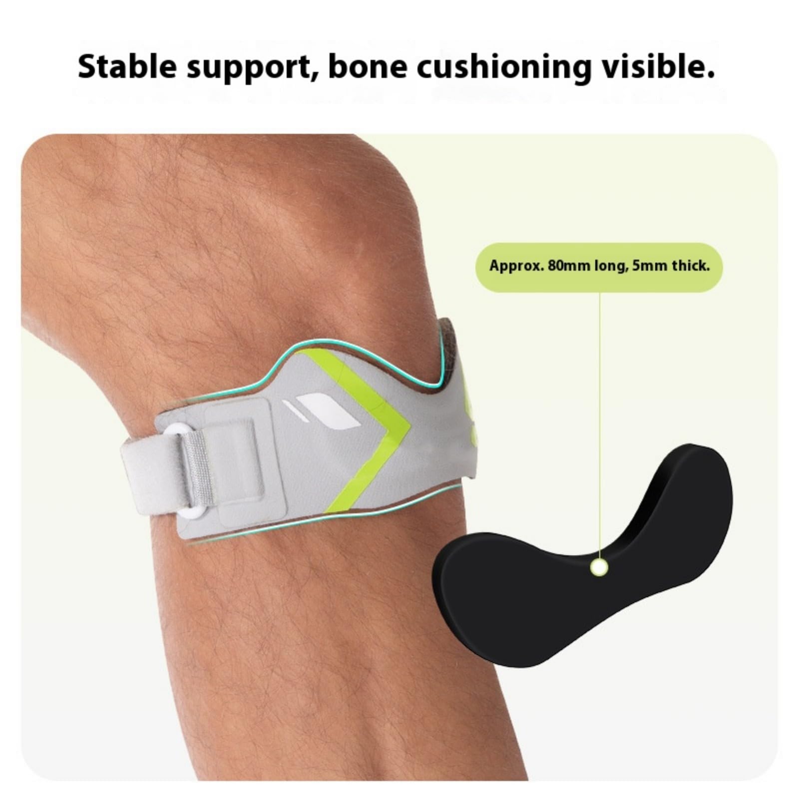 Genouillère invisible confortable avec sangle stabilisatrice, compression réglable