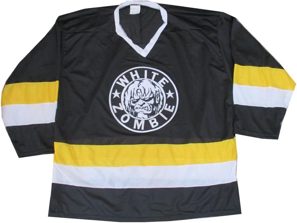 Polygram White Zombie Circle Monster Patch Black Hockey Jersey Shirt OSFM