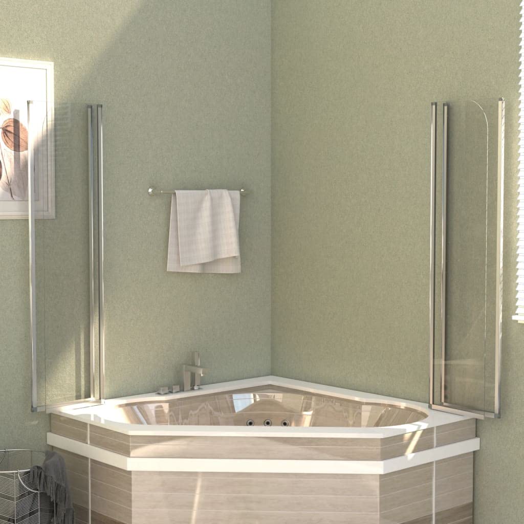 Kabiny prysznicowe 2 szt. 104 x 130 cm szkło hartowane przezroczyste | Składana konstrukcja, profile aluminiowe, łatwy montaż, do wanny