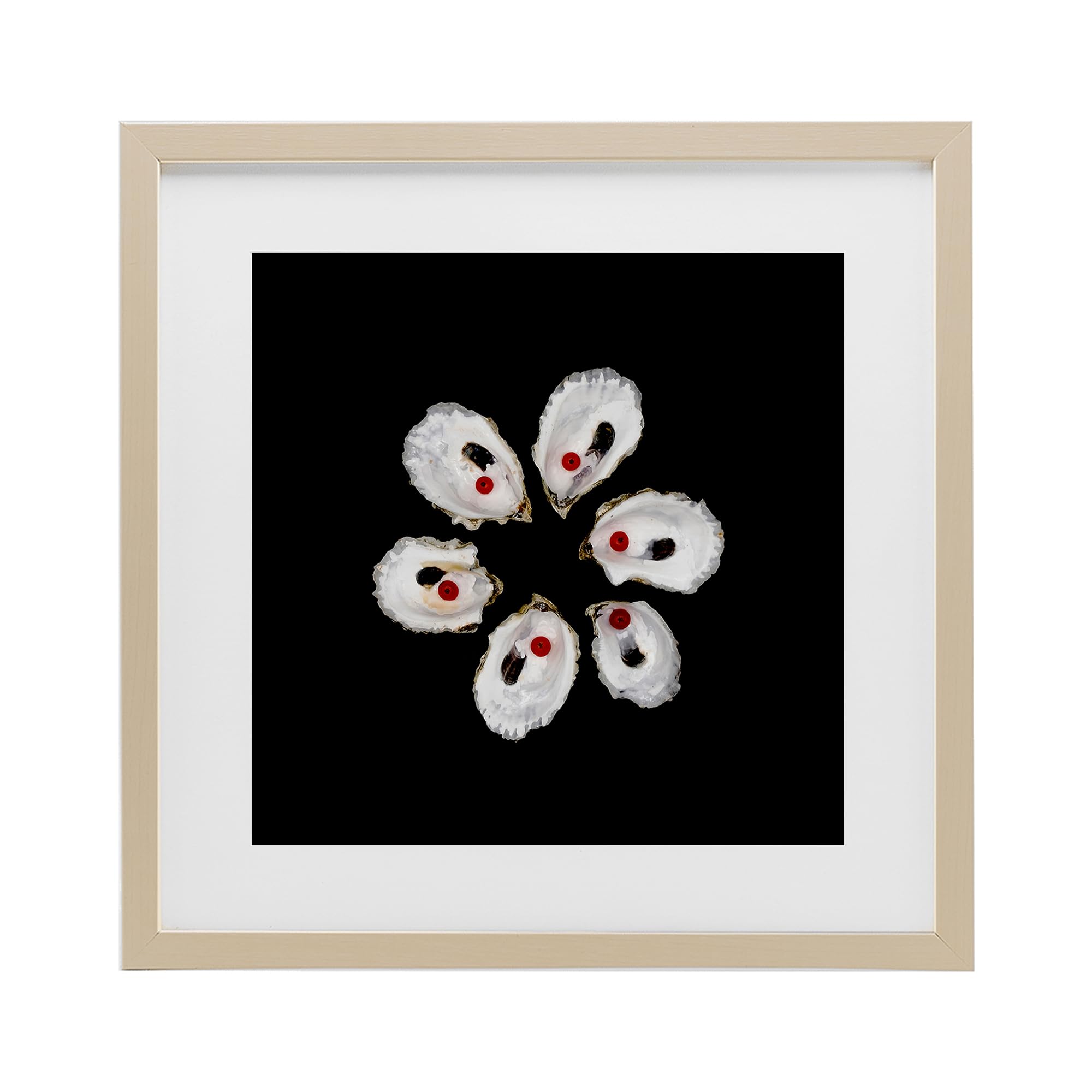 Stupell Industries Harvest Pine (Textured) 'Oyster Shells Symmetry'| Framed Print Under Glass