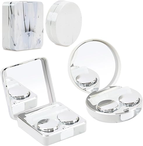 Miniatura 15 de Estuche 2 en 1 para Lentes de Contacto y Anteojos para Mujeres, Hombres y Niños, Estuche Duro Portátil de Doble Cara para Anteojos de Viaje con