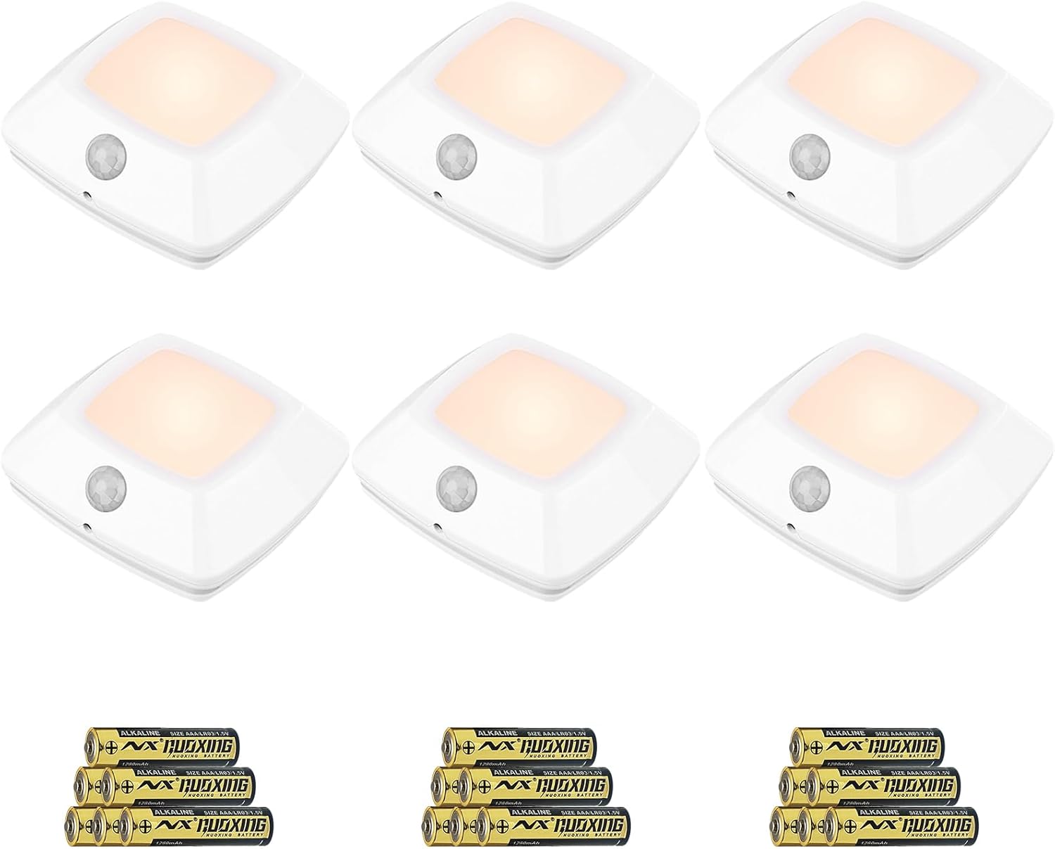 BIGMONAT Motion Sensor Tap Light,Battery Operated Puck Lighting, Safe,Portable,Easy to Install for Closet/Stair/Kitchen/Hallway/Cabinet Night Light (White,6Pack, Included 18 x AAA Batteries)