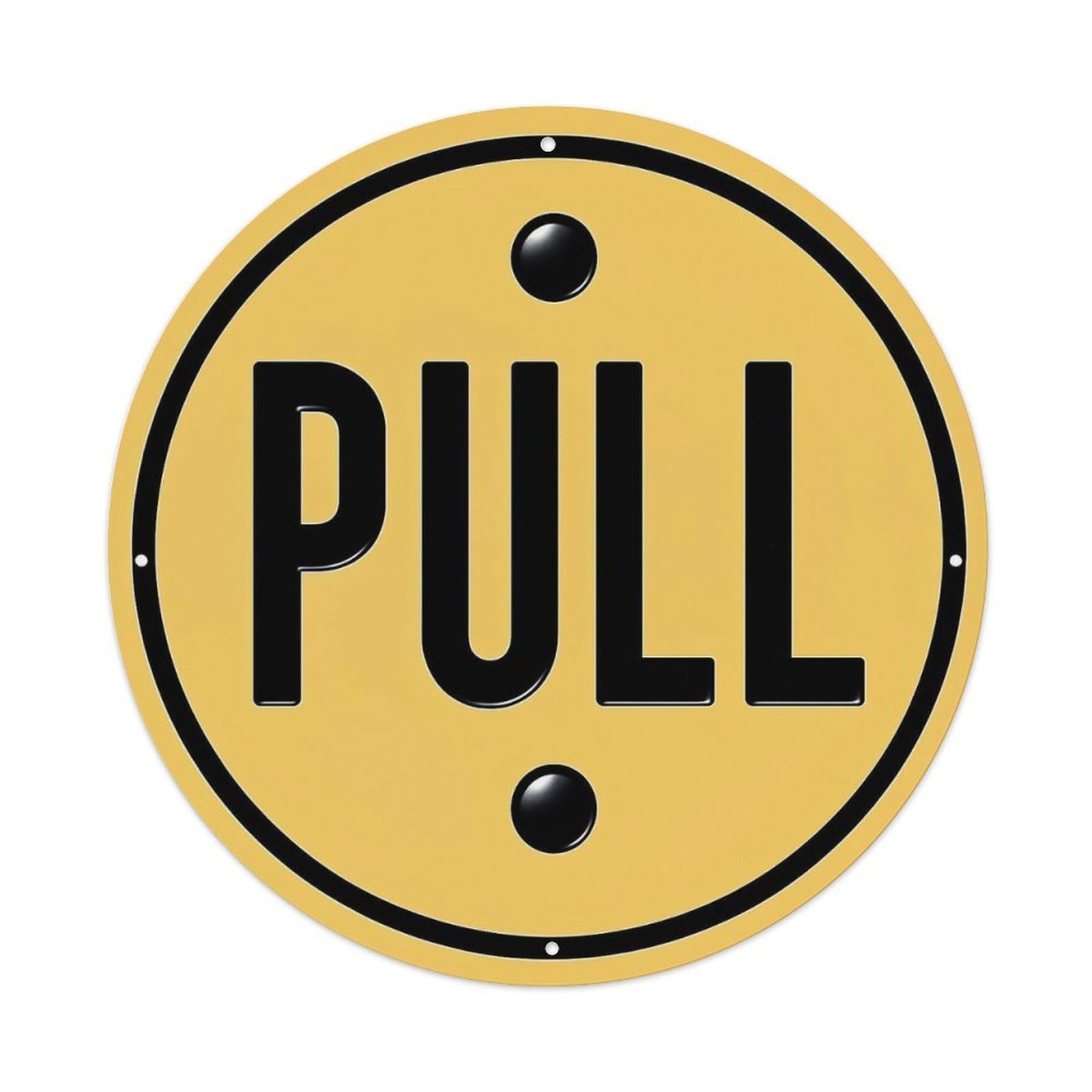 Jdyansheng Vintage Pull Sign Circular Yellow Background Tin Sign Metal Poster Metal Signs For Home Man Cave Bar Cafe Kitchen Laundry Room Wall Decorations 8X8 Inches