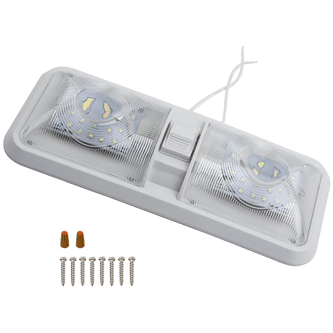 Luz LED de techo de doble cúpula CC 12 V blanco natural, accesorio con interruptor de encendido/apagado, iluminación interior para coche/caravana/remolque/camper/barco (paquete de 5)
