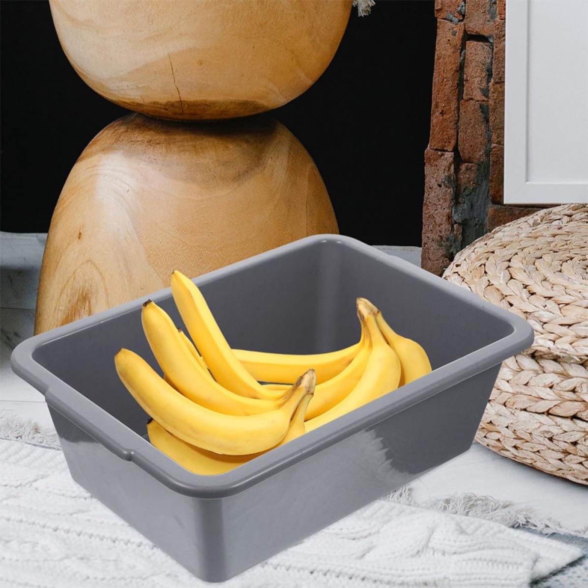 Amosfun 2pcs Rectangular Plastic Dish Bucket with Anti Slip Base | Sturdy Multipurpose Tub, Temperature Resistant Build, Simple Minimalist Design