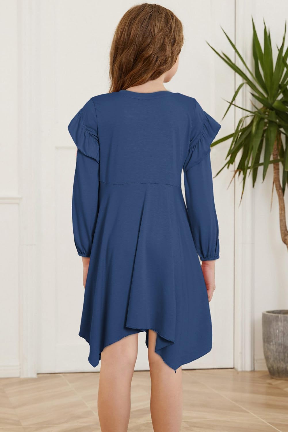 blibean Girls Long Sleeve High Low Dresses Tween Cute Swing Dress Size 6-15 Years - Image 4