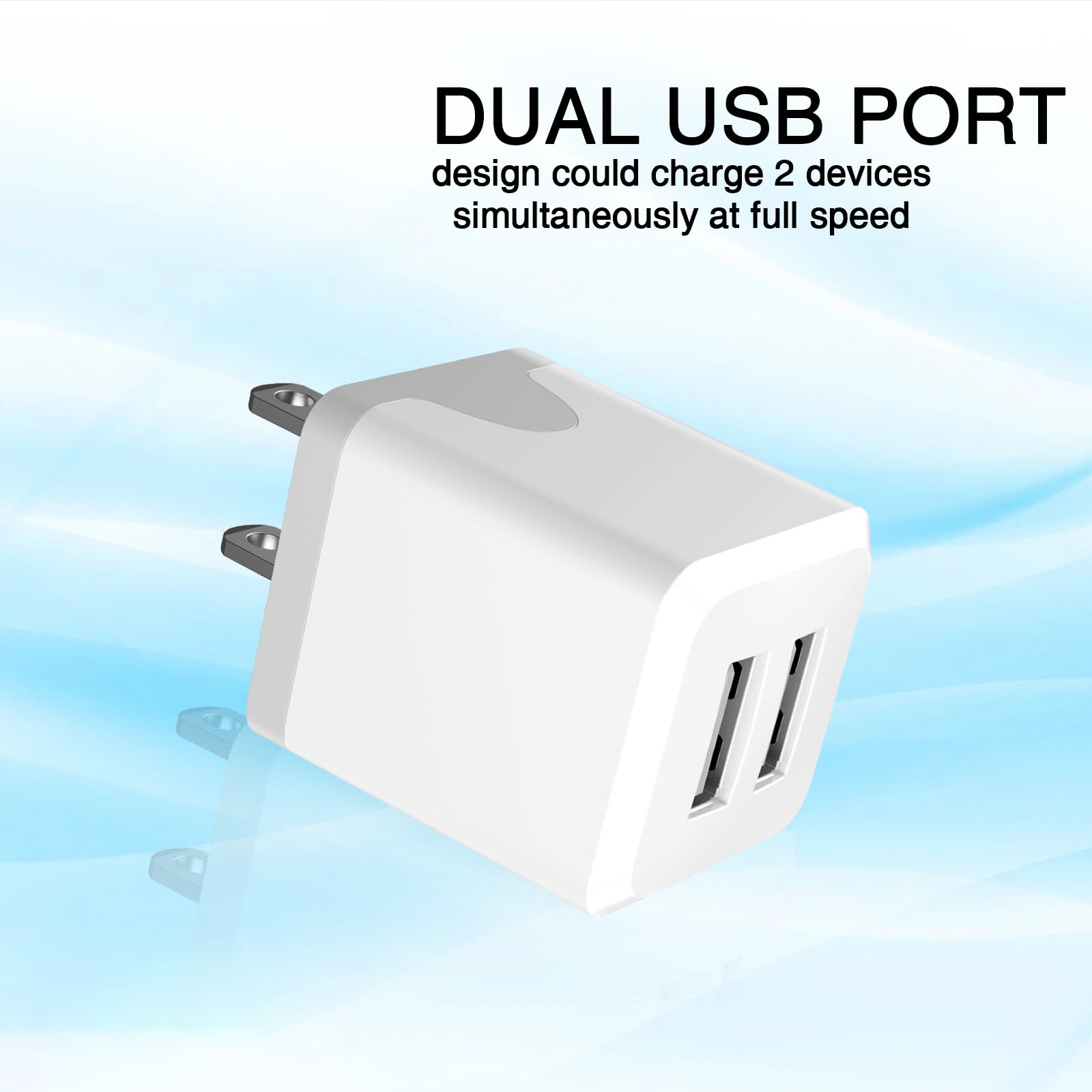 USB Wall Charger, Charger Block?Dual Port USB Cube Chargers?Power Adapter Charging Plug Box Brick for Phone 16/15/14/13/12/11/Pro Max/SE/XS/XR/X,Android Phones, and More ?2Pack? (White)