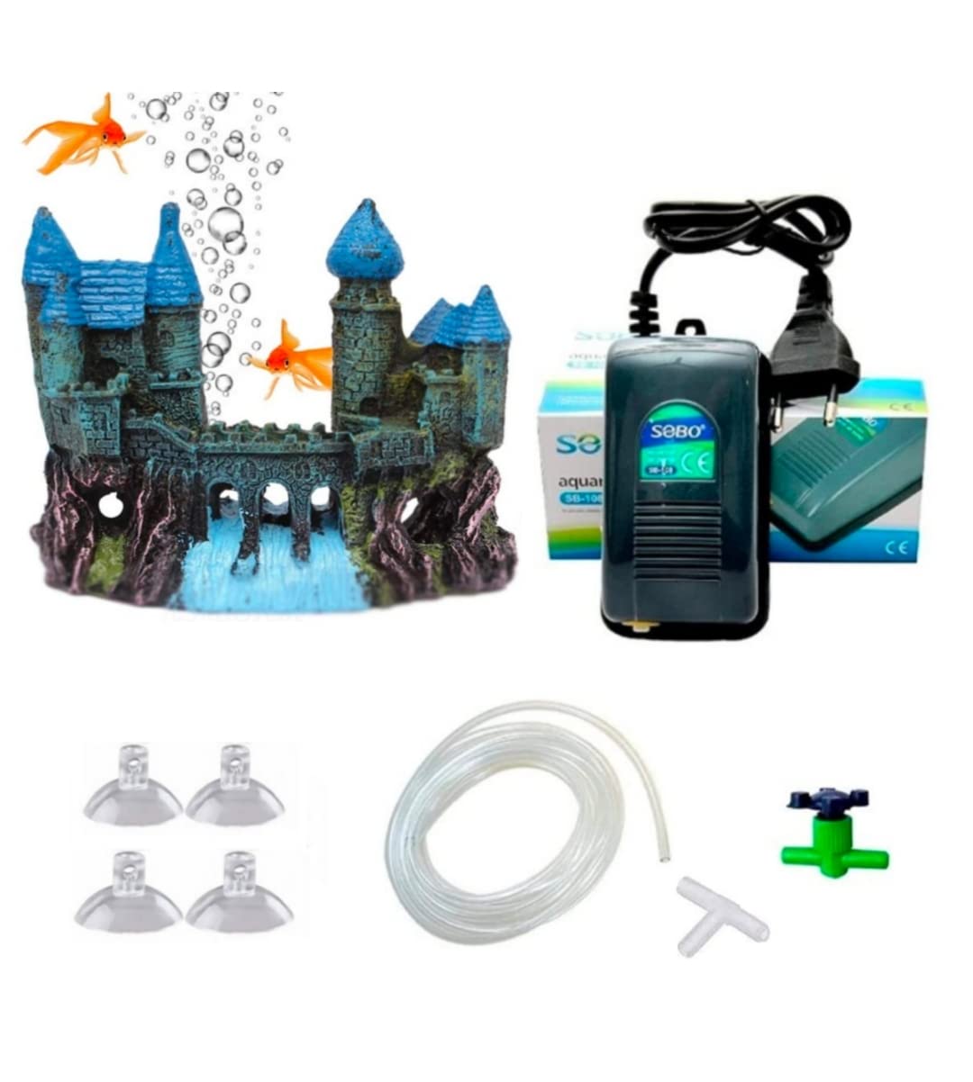 Mistletoe Fish Tank Decorative Castle with Accessories for Fish Tank Aquarium Decoration with SOBO Air Pump, 2m Tube, 4 Sucker, 1 Air Controller (B0B5LBBPFW) Amazon Price History, Amazon Price Tracker