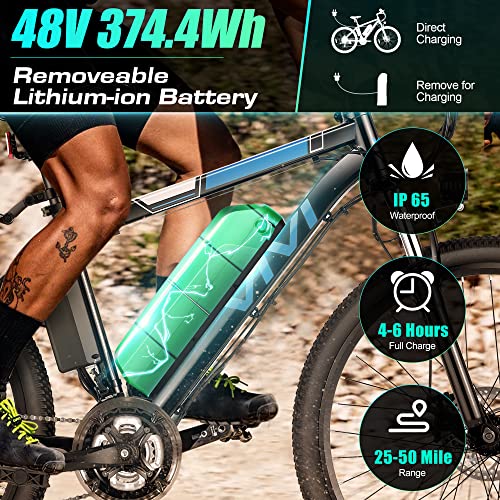 Vivi Electric Bike For Adults 26 Inch 500W Ebike For Adults Removable 48V Battery,Electric Mountain Bike 21 Speed Gears,Electric Bicycle 50 Miles/Pedal Assist #TOP2