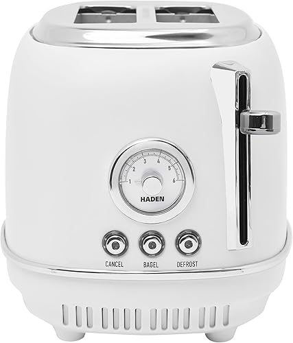 Miniatura 9 de Haden Chelsea - Tostadora de ranura ancha de 2 rebanadas con control de tostado ajustable, marfil y cromado