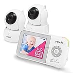 VTech VM923-2 Baby Monitor, 2.8Screen, 1000ft Range, Pan-Tilt-Zoom, Night Vision, 2-Way Audio, Temperature Sensor, Lullabies, Secured Transmission No WiFi