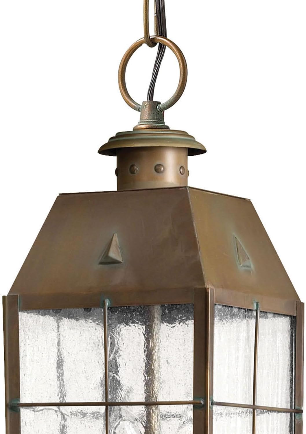 Hinkley Nantucket Restoration Two Light Medium Outdoor Hanging Lantern, Aged Brass