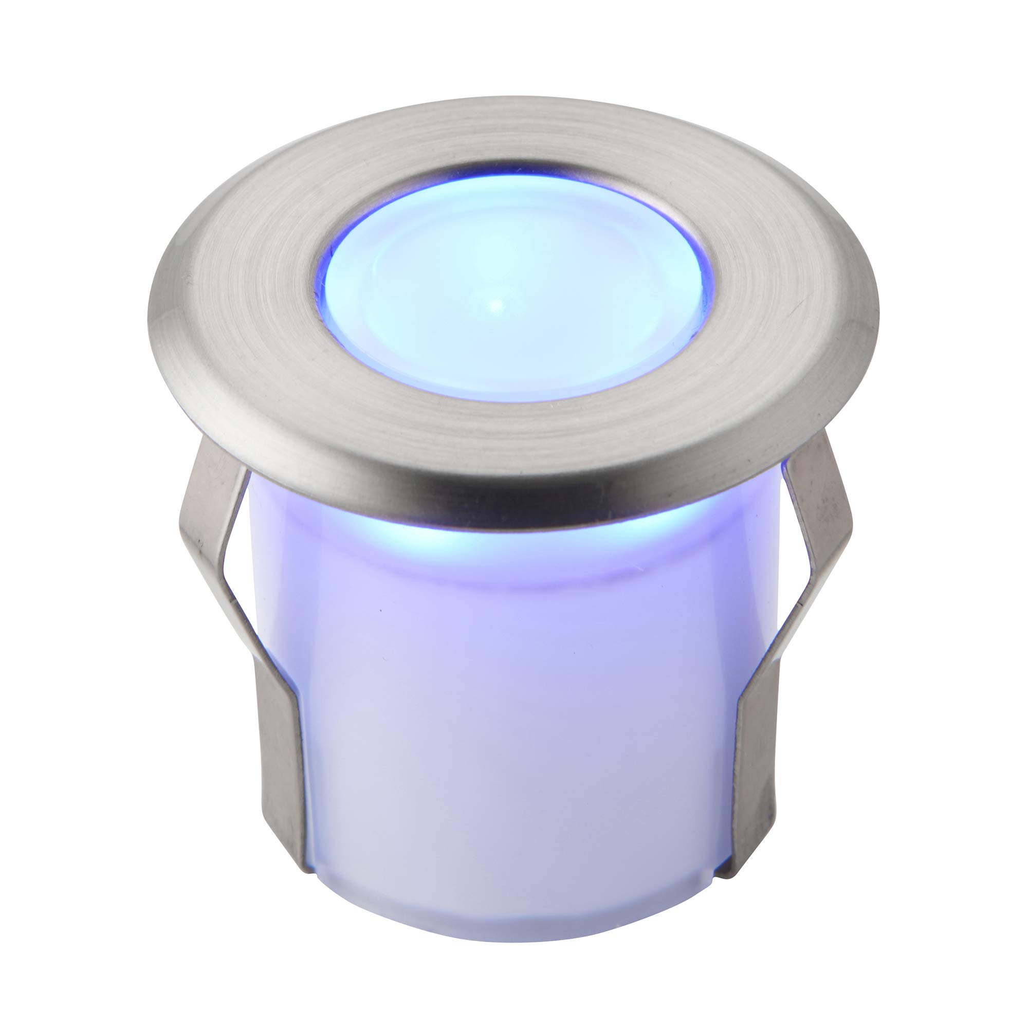 National Lighting Buried Uplighters, Recessed Ground Lights, Marine Grade Outdoor Weatherproof LED Decking Lights, Blue Colour, Sea Air & Salt Resistant Mains Powered Lights IP67 Rated - Pack of 10