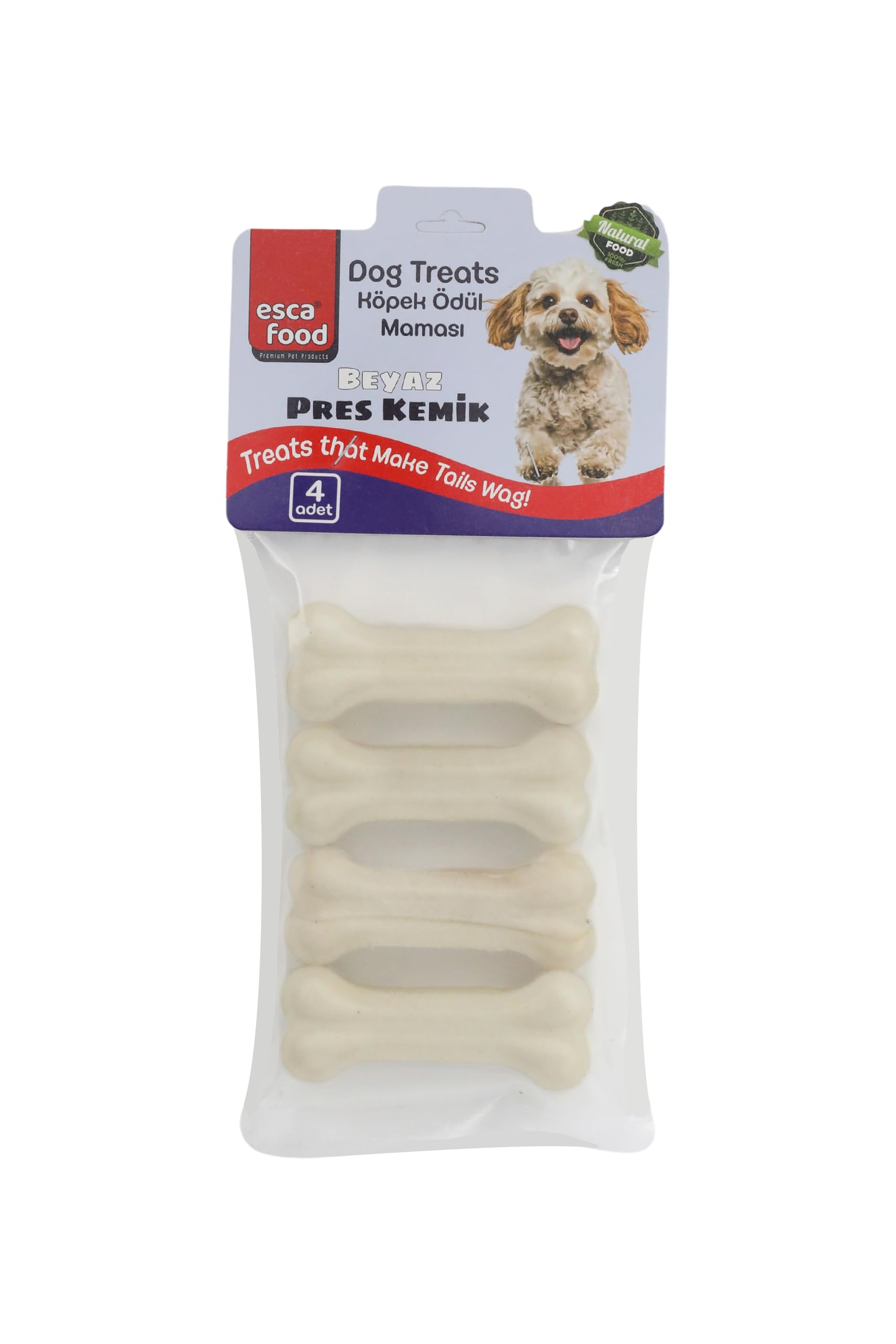 Beyaz Pres Kemik 7,5 Santimetre 4’lü 100 Gram Köpek Ödül Maması