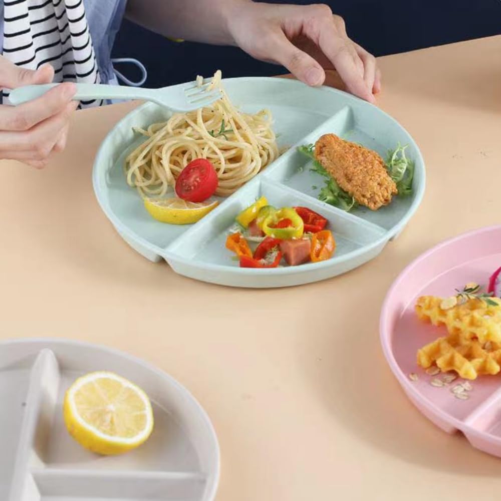 Lot De 4 Assiettes Compartimentées Enfants - Incassables, Réutilisables, Contrôle Des Portions
