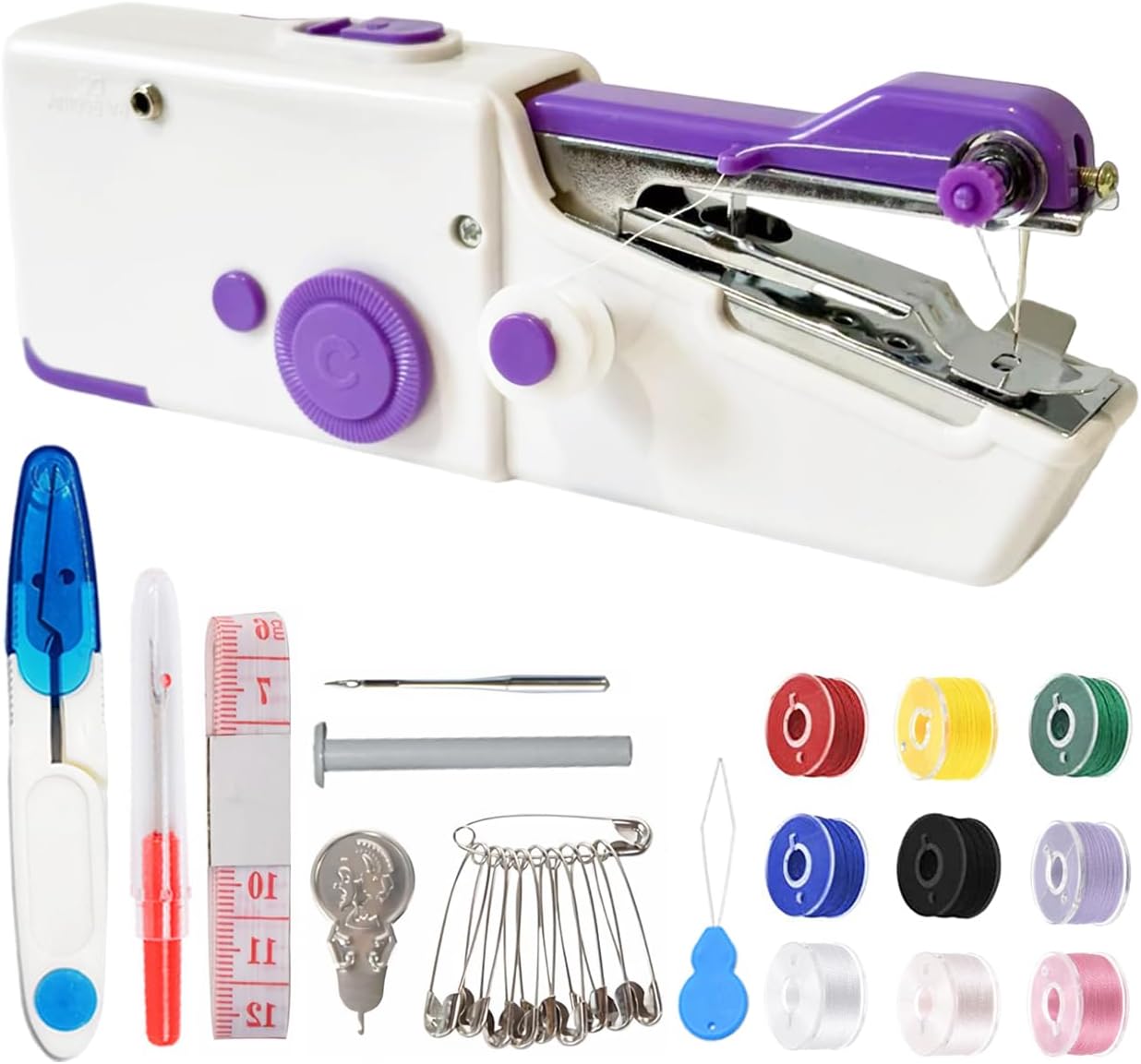 Handheld Sewing Machine for Quick Stitching,Mini Sewing Machine with Sewing Kits for Home,Travel,DIY (Purple)