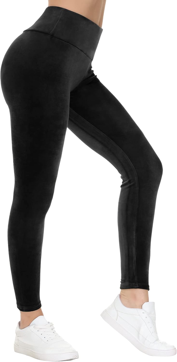 COZZIPLUS Women Velour Legging- High Waisted Buttery Soft Velvet Stretchy Legging - Image 3