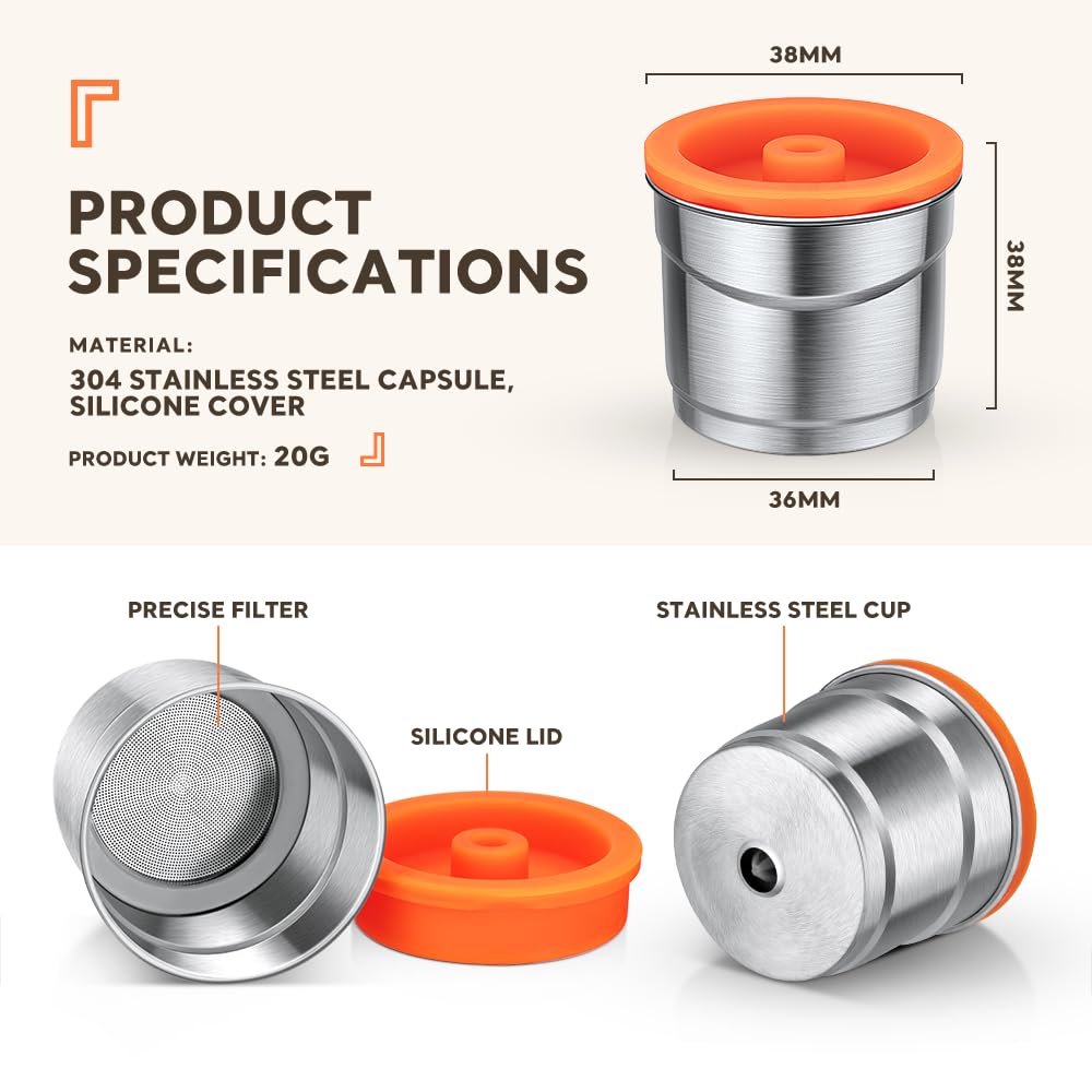 Capsule di caffè ricaricabili in acciaio inox, riutilizzabili, per