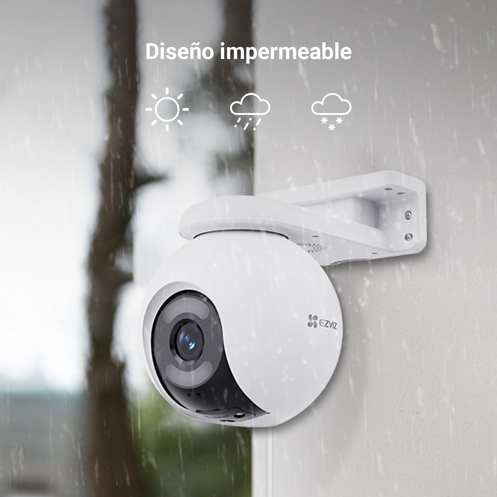 EZVIZ Cámara Vigilancia WiFi Exterior,2K+, 360°,Cámara IP de Seguridad,Visión Nocturna Colorfull con Luz Ultrabaja,IA Detección de Persona/Vehículo,Seguimiento Zoom Auto,Audio Bidireccional,Sirena,H8x