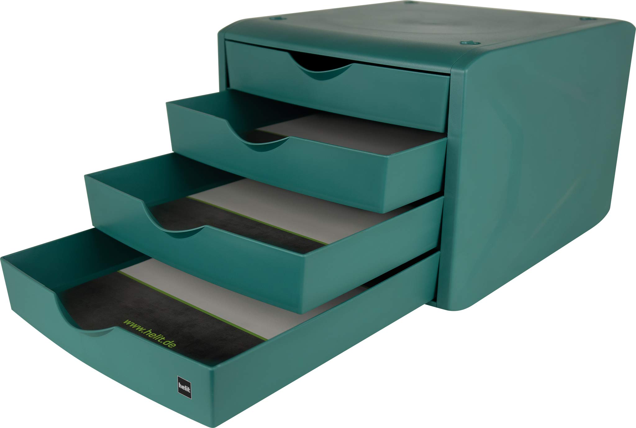 helit H6429552 - Caisson à tiroirs „the green chameleon“ vert | Organiseur de bureau en plastique recyclé, certifié Blauer Engel