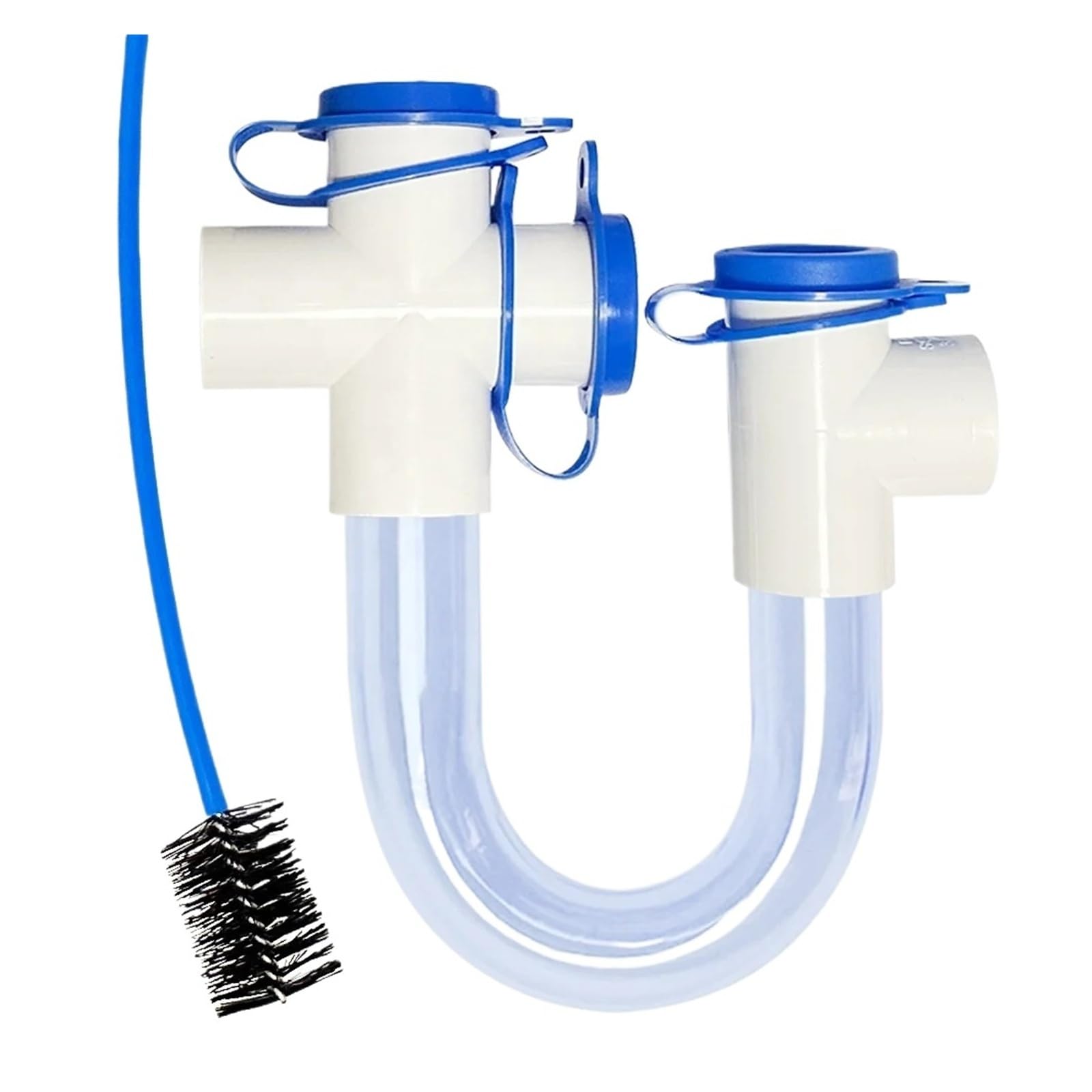 Sifón U Transparente Accesorio de drenaje condensado con trampa en U PVC | 3 4 Sistema HVAC cruzado con cepillo en T