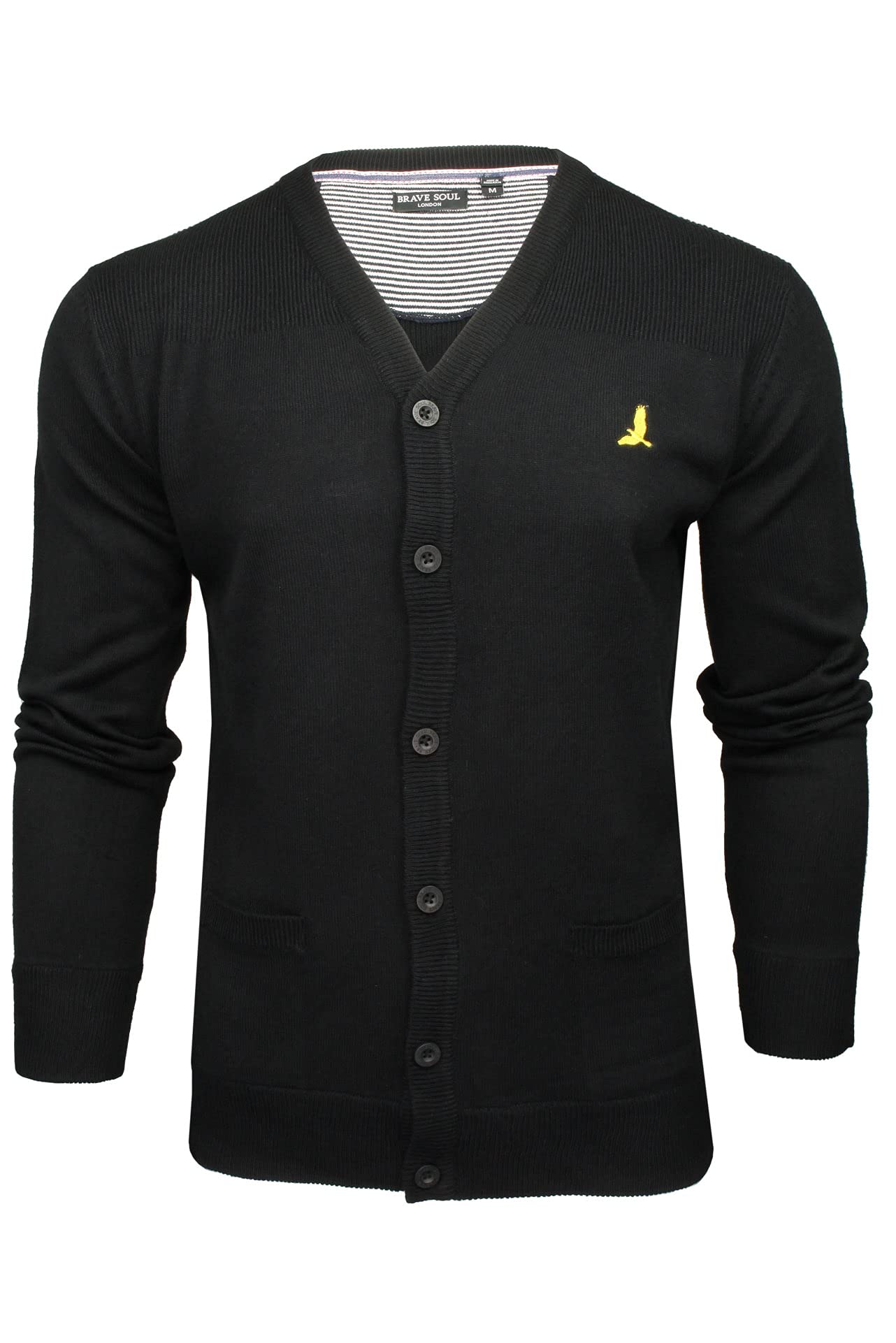 BRAVE SOUL Mens 'Verge' Cardigan (Jet Black) S