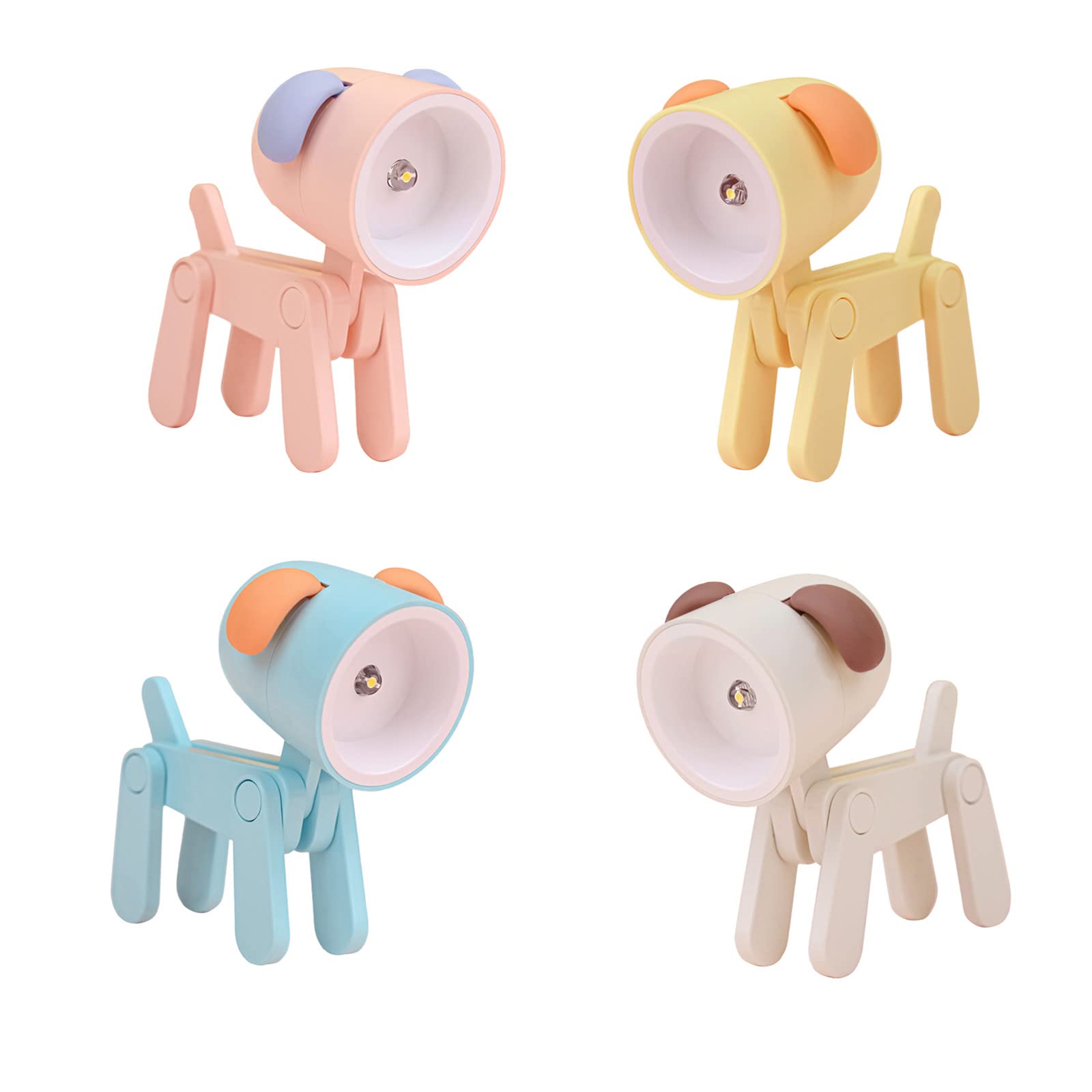 LFDecor4PCS Night Light Led Night Lights Puppy Dog Night Lamp Mini Cute Cell Phone Stand Portable Desk Lamp Decorative Ornaments Light for Kids Women Bedroom Gifts, E (E, 4 Pcs)
