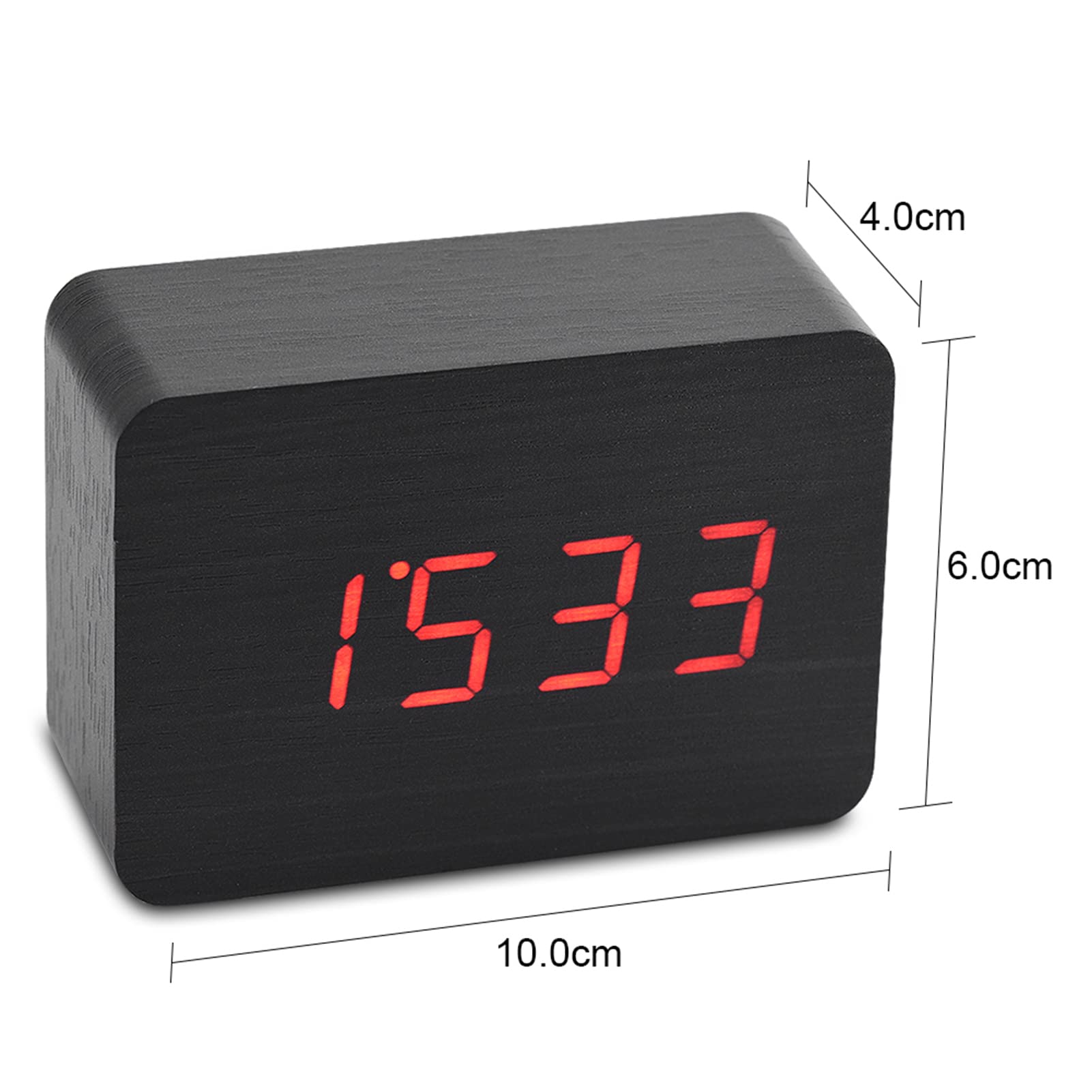 Termometro E Sveglia In Legno Con Luce Notturna – Design Minimalista, Igrometro, Sensore Temperatura E Umidità, 165x77x53 Mm, Marrone - 2