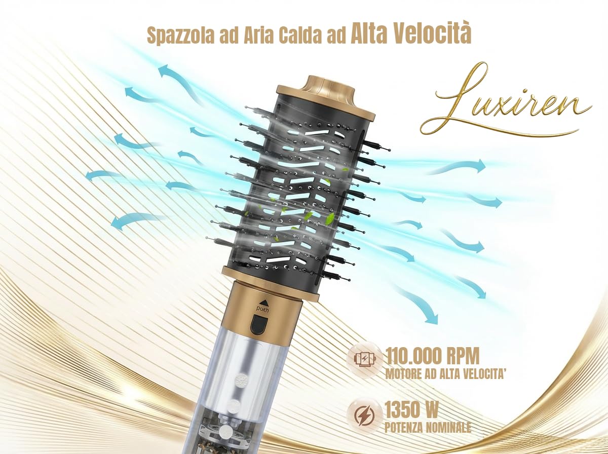 Asciugacapelli Brushless 6 in 1 | Air Styler 6 in 1| Motore ad Alta Velocità | Controllo Intelligente della Temperatura | 6 Accessori per Styling | Leggero, Silenzioso, Professionale (blue)