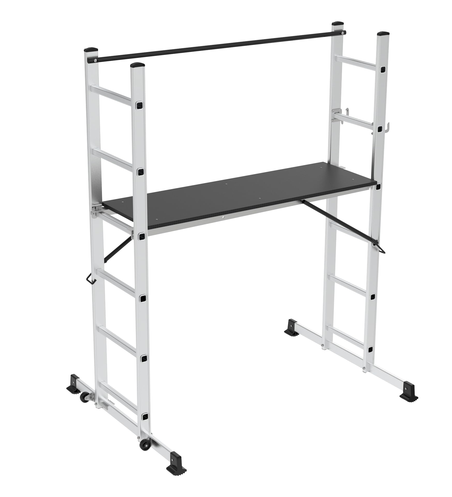 HOME It® Multifunktionsleiter 3-in-1 | Aluleiter ausziehbar mit Sicherheitsfüßen & Plattform, Faltbare für Innen & Außen | Leiter Multifunktion mit automatischer Verriegelung