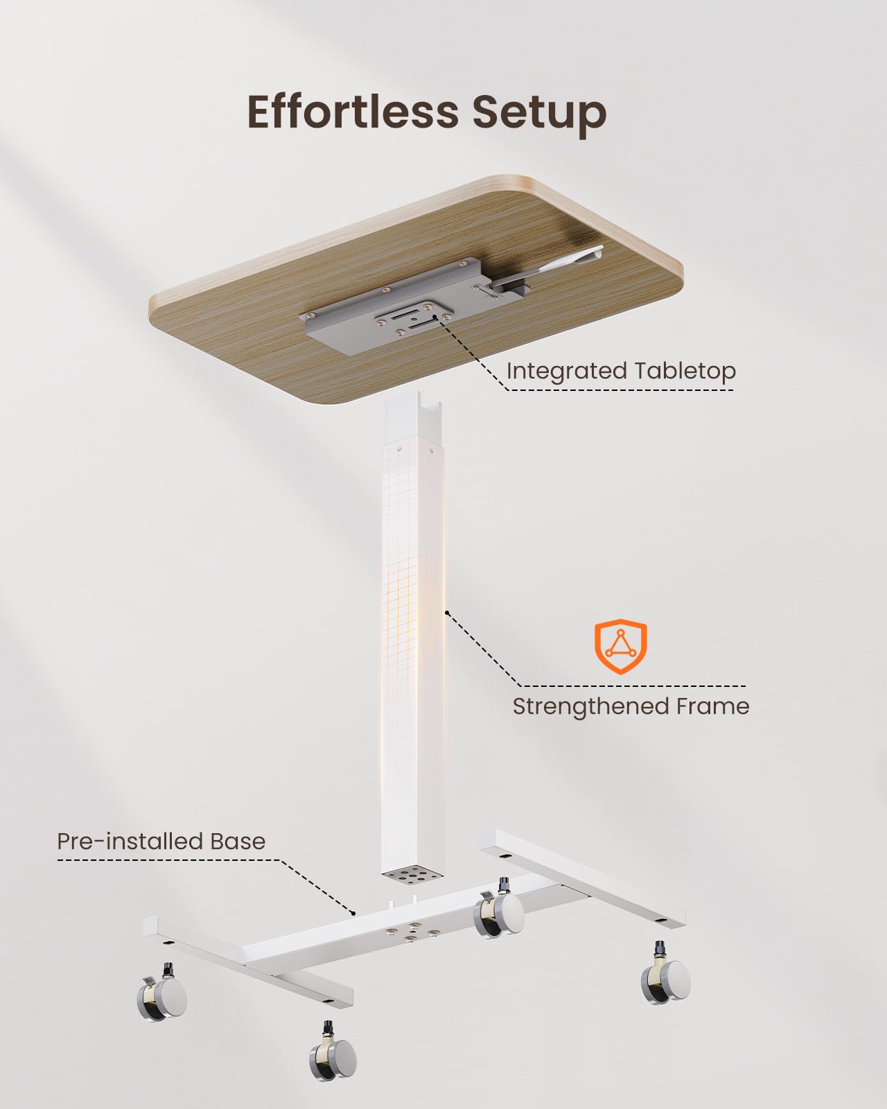 ErGear Mobile Small Standing Desk Enhanced Adjustable Height Computer Workstations Portable Rolling Laptop Desk with 4 Lockable Wheels — view 7