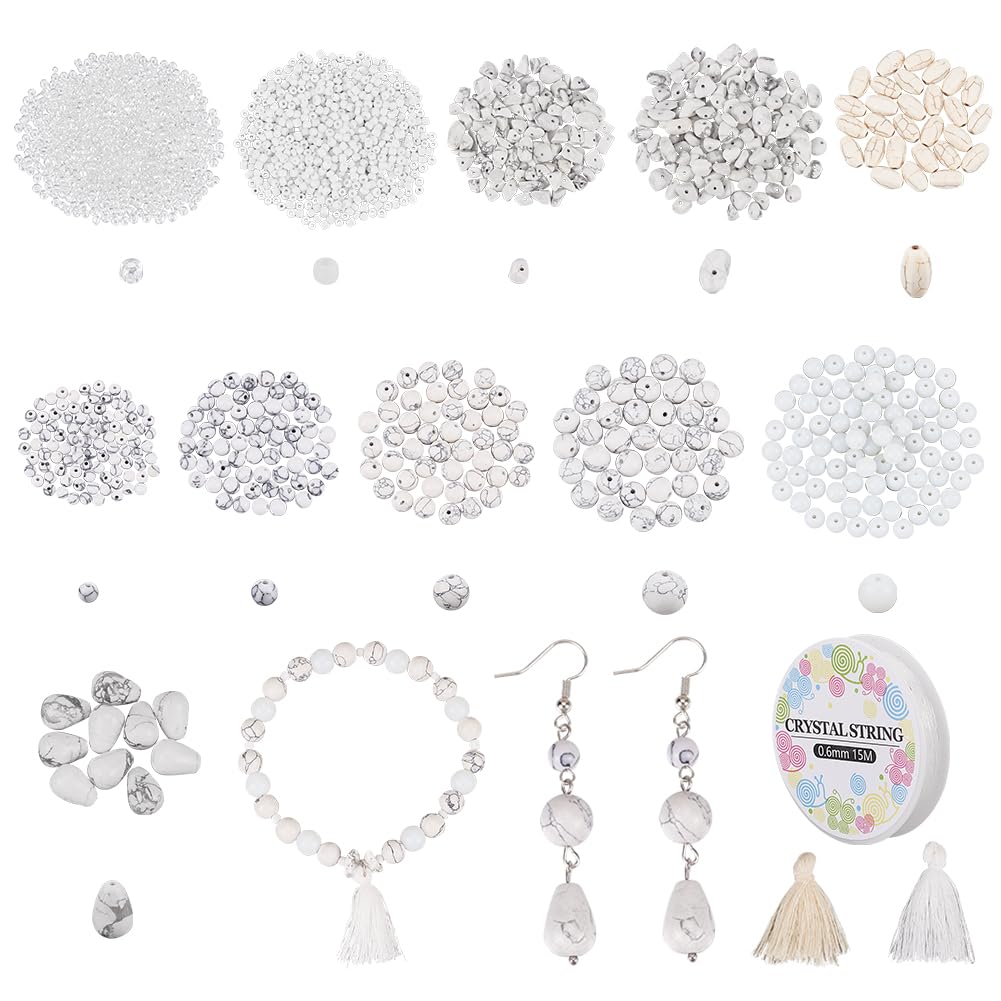 NBEADS Bracelet Making Kit, Including Natural/Synthetic Gemstone Beads Polyester Tassel Pendants Glass Seed Beads Elastic Crystal Thread for Necklace Bracelet Jewelry Making