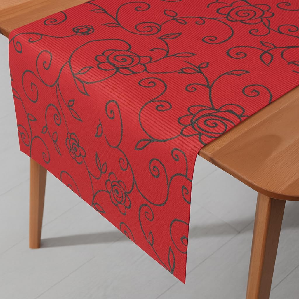 Chemin de Table Miami, Facile d’Entretien, résistant au Vent et aux intempéries, antidérapant, Mediterran Rouge Rectangulaire 40 x 500 cm