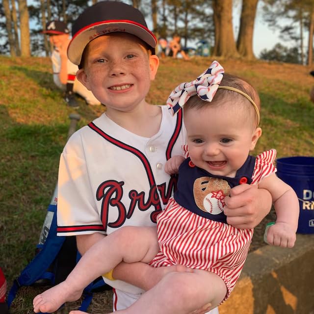 Baby Girl Baseball Outfits Fly Sleeve Stripe Print Square Neck Baseball Embroidery Romper Newborn Summer Clothes2