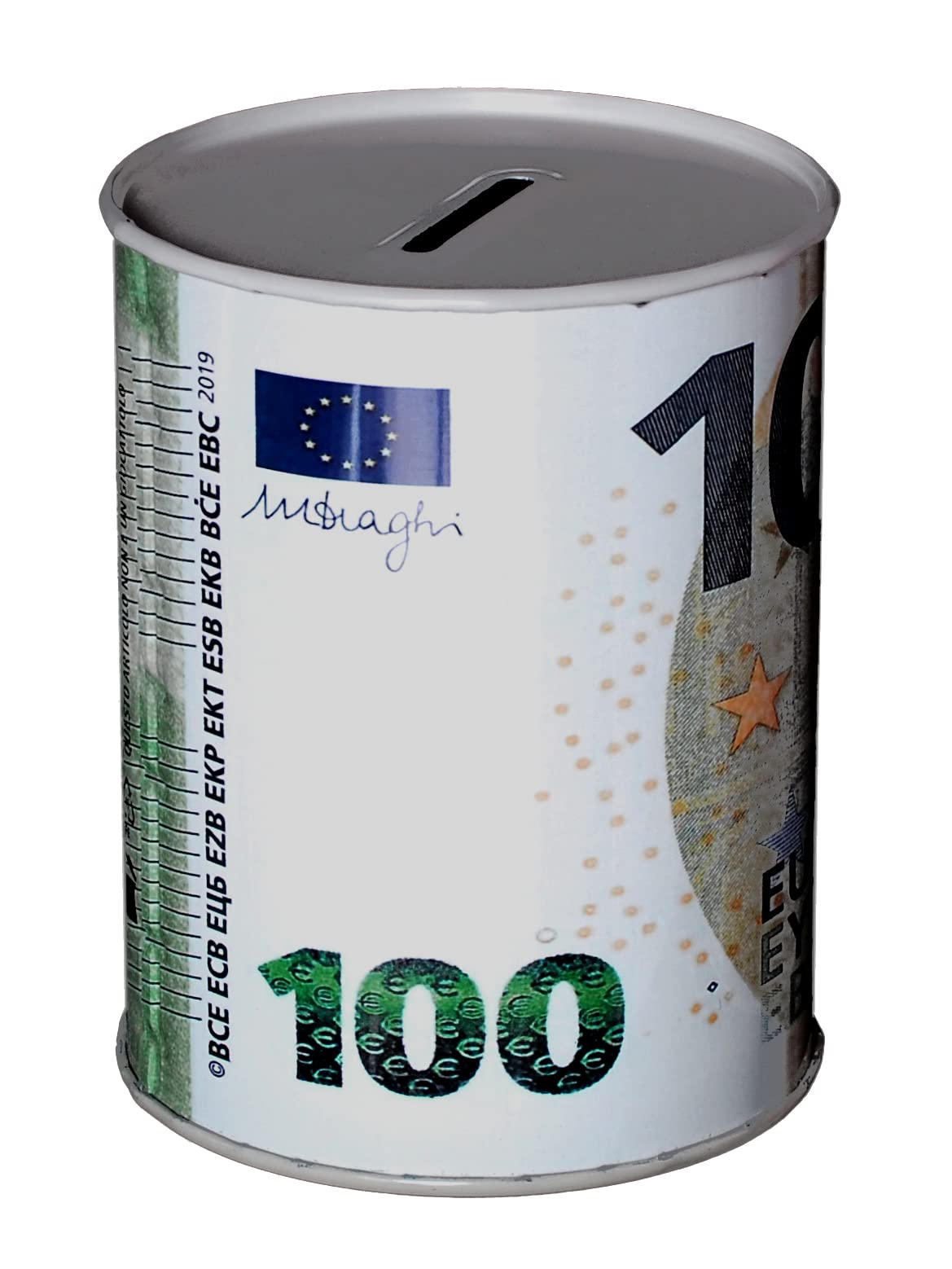 Tirelire CUCUBA - Fer-Étain Non Ouvrable - Billet 100€ - 8,5x11 Cm