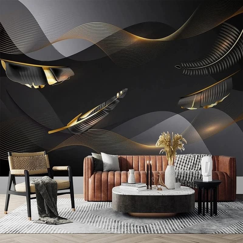 Custom Size Wall Murals，Abstract Line Plant Leaves，Removable Peel and Stick Self-Adhesive Wall Murals Large Photo Wallpaper