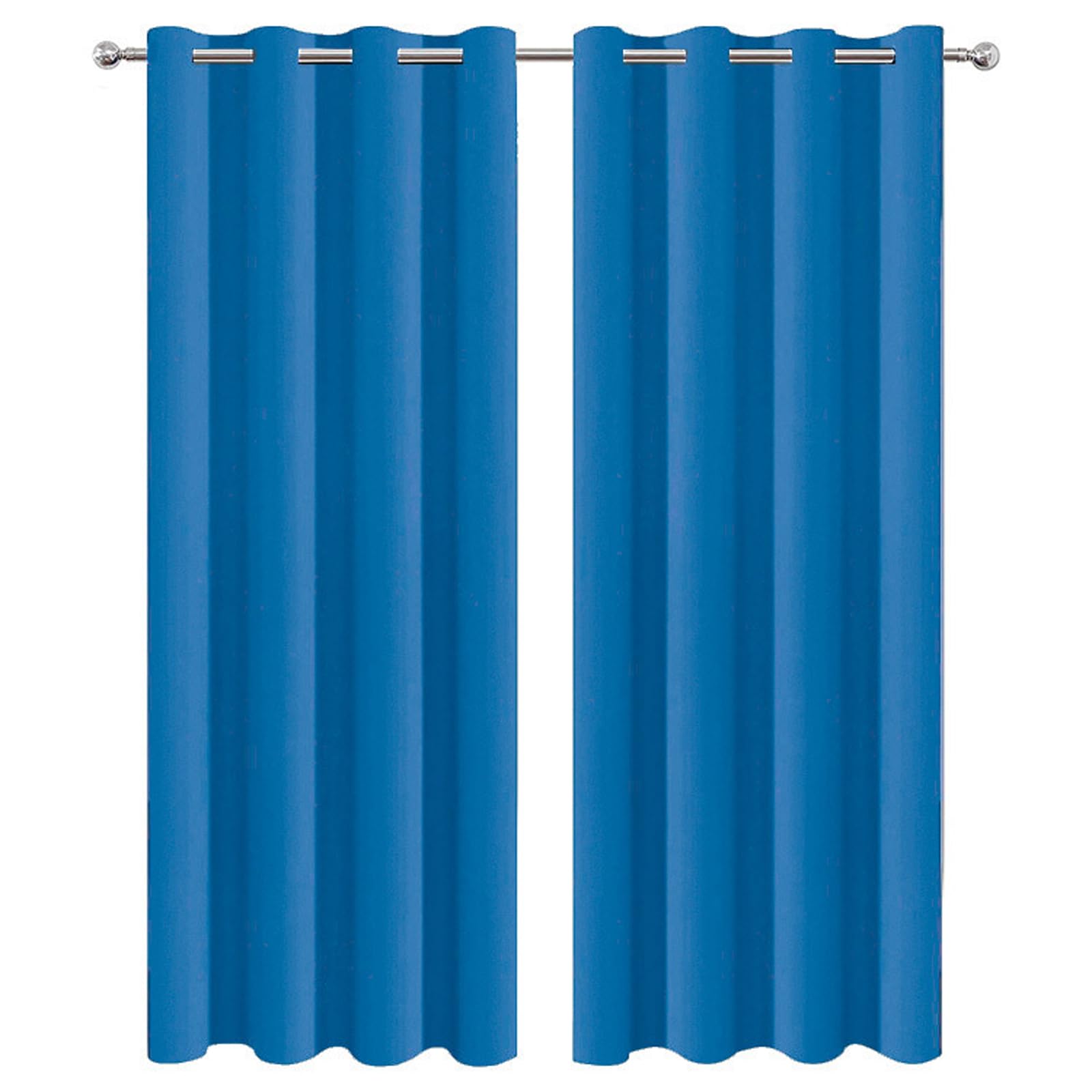 HANGEENGS Blackout Curtains For Bedroom,2 Panels Set Thermal Insulated Living Room Window Drapes Solid Eyelet Room Darkening Textured Blackout Curtains,Blue,105x63 in(WxL)