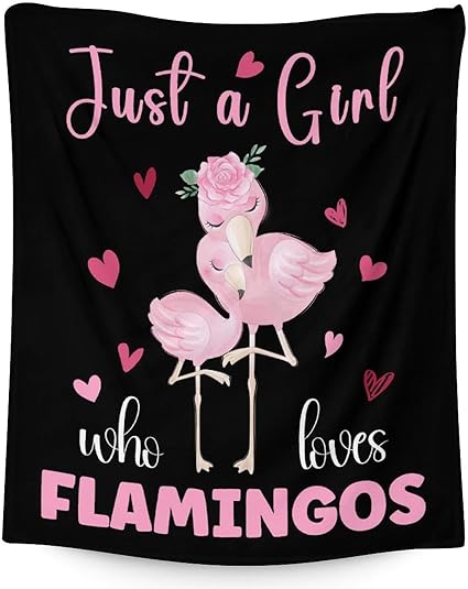 Flamingo Blanket Gifts - 50x60 Inches Cute Throw for Women & Girls - Black Soft Fuzzy Blankets for Bed, Couch & Living Room