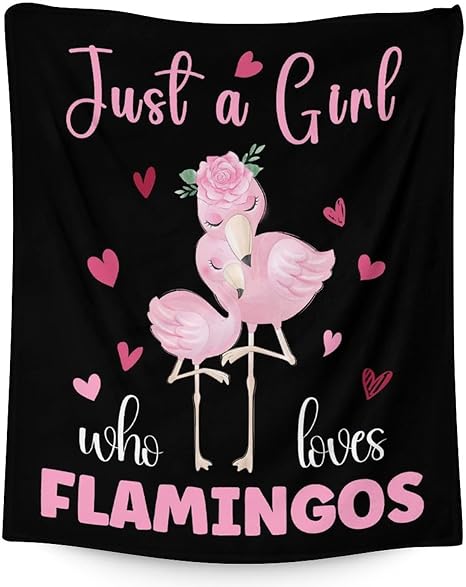 Flamingo Blanket Gifts - 50x60 Inches Cute Throw for Women & Girls - Black Soft Fuzzy Blankets for Bed, Couch & Living Room